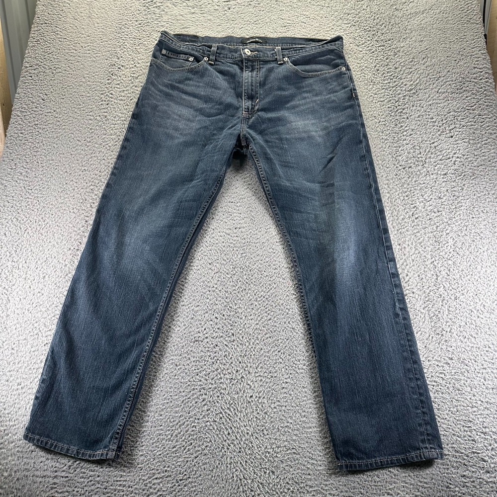 Axist‎ Jeans Men's 38x32 Blue Cotton Denim Straight Leg Workwear Faded Travel